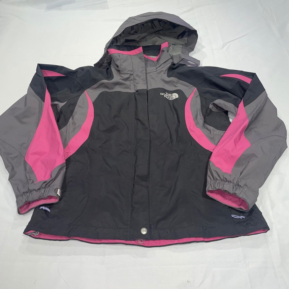 The North Face Womens‎ HyVent Hooded Ski Jacket Black Grey Pink Small AM434724